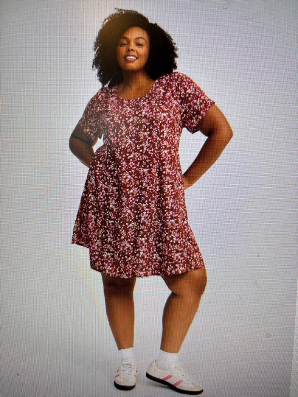 torrid Burgundy Floral Short Sleeve Midi Dress